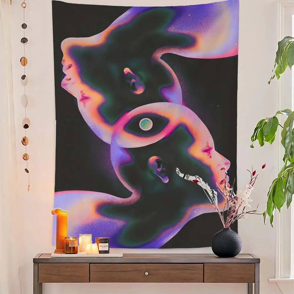 Modern Abstract Psychedelic Wall Art Canvas, Vibrant Galaxy Pattern Background Cloth, Aesthetic Decor for Living Room & Bedroom, Durable Decorative Tapestry