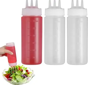 Squeeze Bottle for Sauces, Non-Toxic Plastic Condiment Dispenser, Reusable Kitchen Squeeze Bottle for Oil Vinegar, Thick Material Squeeze Container – For Home Chefs BBQ Lovers Gift