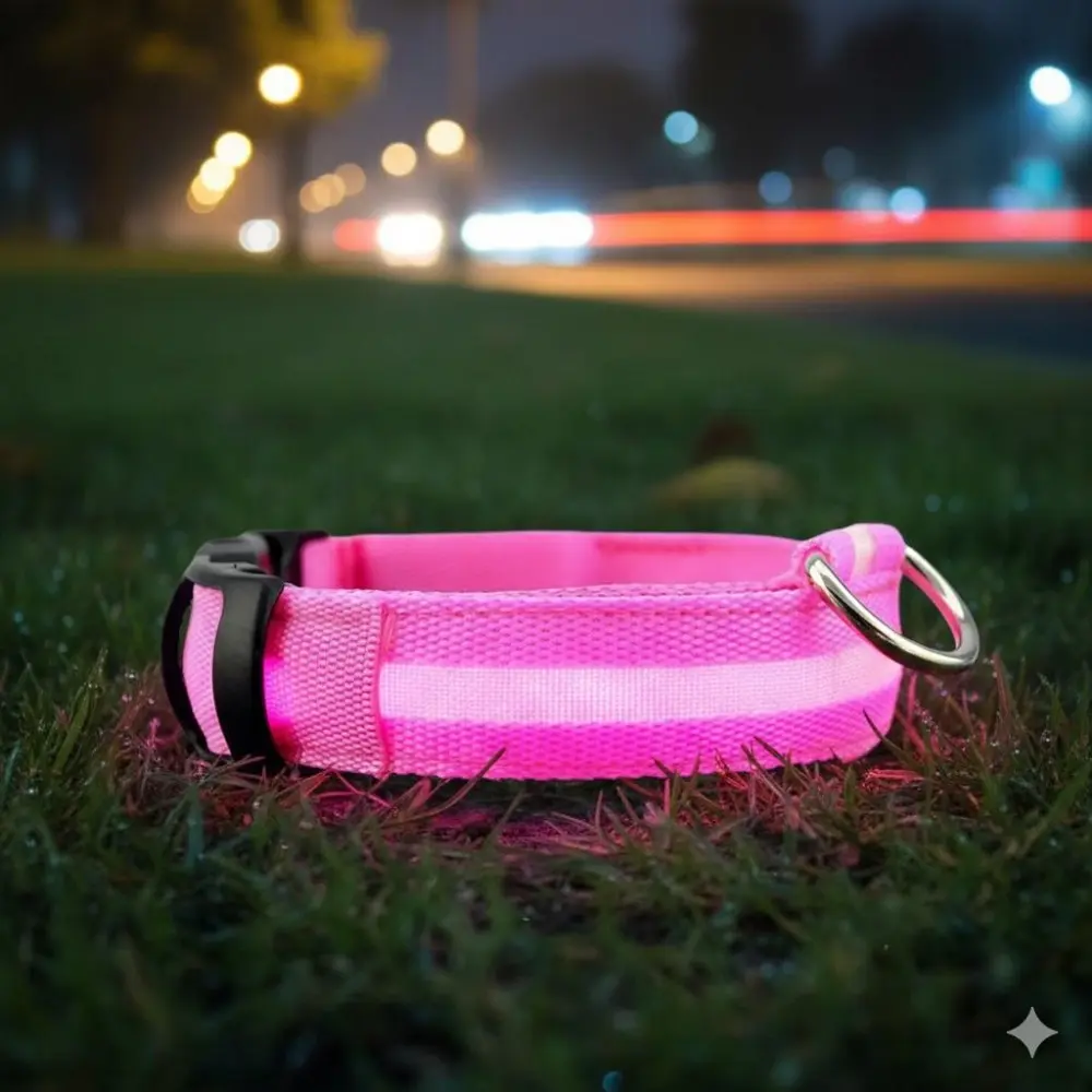 USB Charging Waterproof Reflective LED Dog Collar, Adjustable Glow Leash Light for Pets Camping Gear, Escape-Proof Safety Buckle Night Anti-Loss Collar for Small Medium Dogs Cats Outdoor Adventure, Illuminated Leash