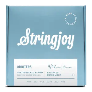 Stringjoy 9-42 Balanced Super Light Gauge Orbiters - Coated Nickel Electric Guitar Strings