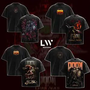 [Collection] DOOM - The Dark Ages Power 2026 Washed Tee for True FPS Warriors Heavyweight Cotton Vintage Game Shirt DOOM Slayer-Inspired Merch Game Fan Essential Bold Graphic Streetwear for Men Clothes Classic Apparel