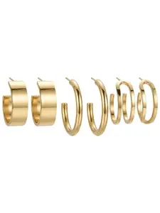 Earrings Set of 3 Pairs, Elegant Heavy Women's Jewelry, Waterproof Anti-Tarnish Fashion Accessories, Stylish Gold Earrings