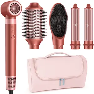 Hot Air Styler & Hair Styler- High-Speed Hair Blow Dryer Brush, Fast Drying No Heat Damage Multi-Styler with Auto Wrap Curlers for Volumizing Curl Straighten Frizz-Free Styling with Travel Bag