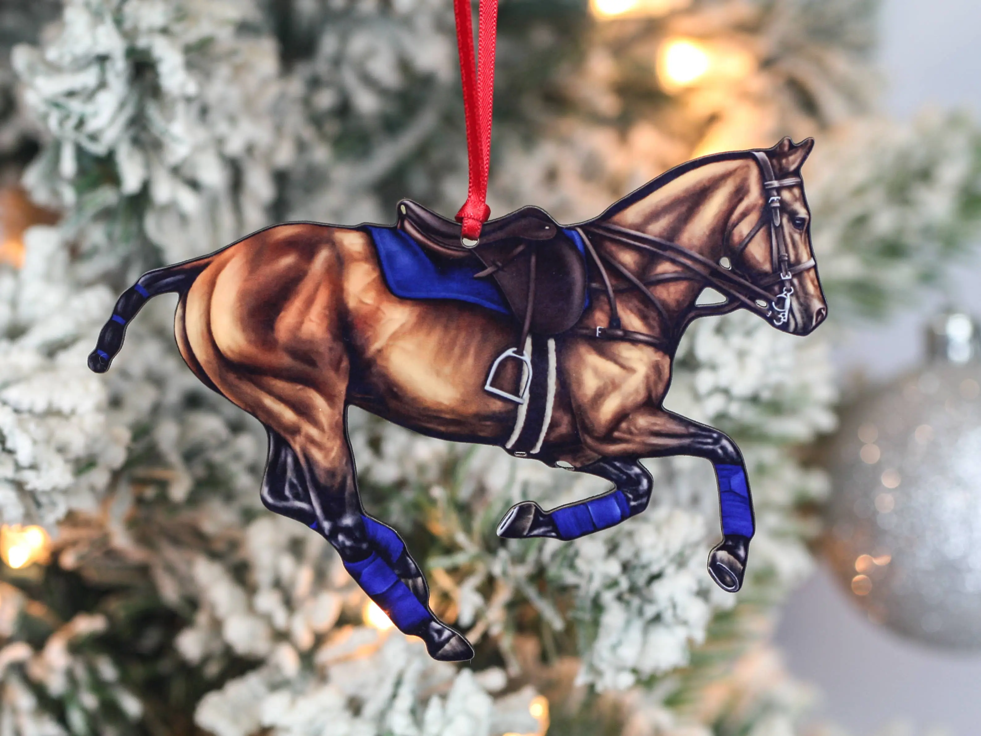 Bay II Polo Pony Christmas Ornament - Equestrian Holiday Decoration