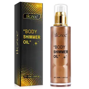 Ikzee Shimmer Body Oil, Body Glitter Oil, Body Glow Shimmer Highlighter Oil, Highlighter Makeup Face and Body Cosmetic Bronzer