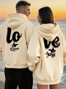 Love Print Couple Shirt, Lightweight Polyester Fabric, Casual & Formal Wear, Unisex Fitted Top, Perfect Gift for Boyfriend