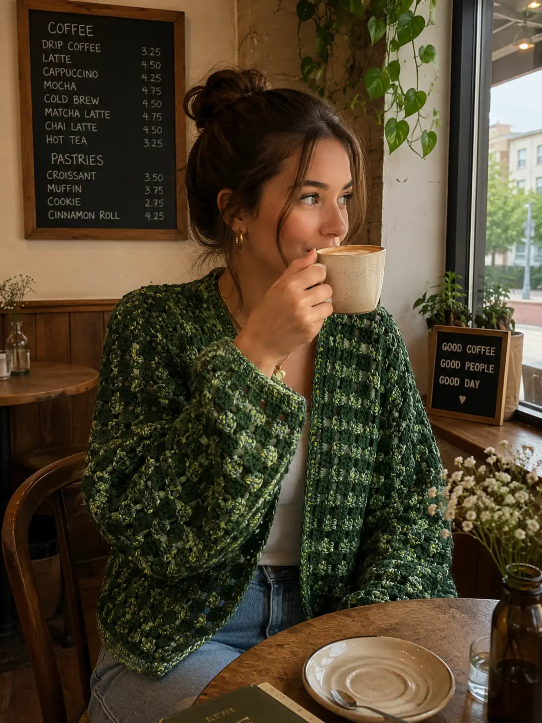 Cottage Green Hexagonal Cardigan