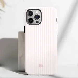 Personalized Pink Phone Case   Aesthetic Pink Striped Phone Case Summer Coastal Phone Case Preppy Phonecase Beachy iPhone 17 Pro Max Plus Air/16/15/14/13/12/11