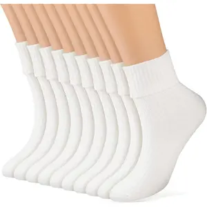 10 Pack Women's Turn Cuff Socks Bobby Crew Socks 50s Costumes for Women Womenswear Comfort
