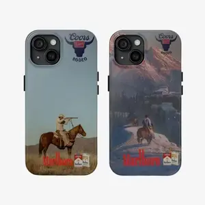 Marlboro Cowboy Retro-Style Dual-Layer Phone Case — Compatible with iPhone 17, 16, 15, 14, 13, 12 — Drop-Resistant Hard Case with HD Printing and Durable Protection