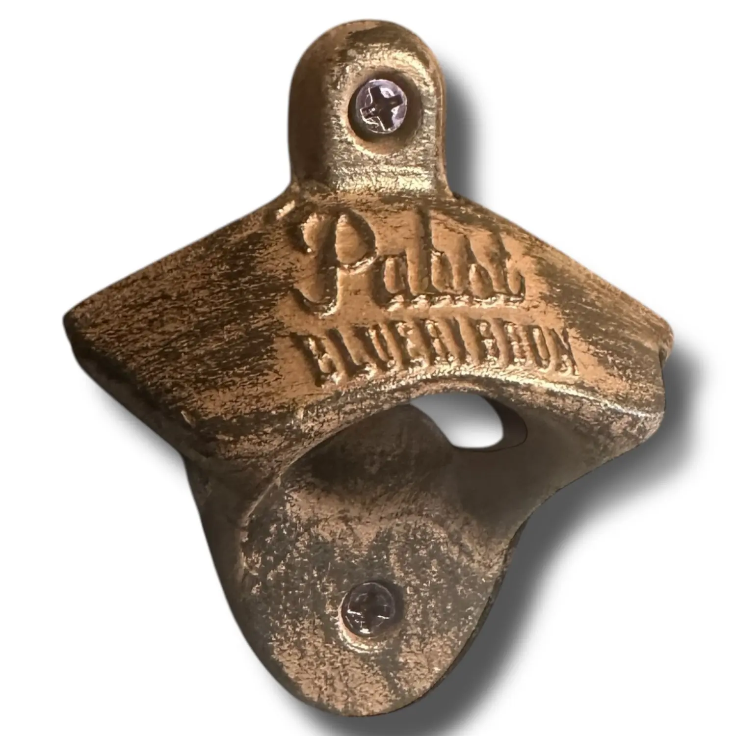 Pabst Blue Ribbon Embossed Logo Compact Kitchen Bottle Opener, Vintage Distressed-Antique Cast-Metal Wall Mountable Kitchen Utensil, Bar Decor (2.8" x 3")