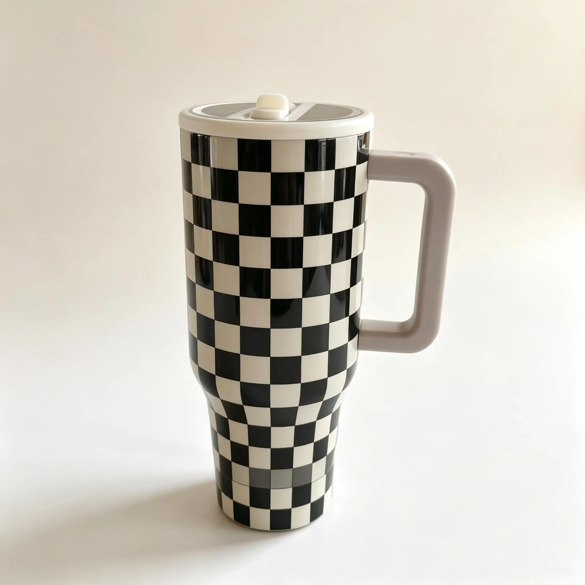 HYDRO  Flask 40oz Insulated Tumbler, Black & White Checkerboard, Retro Monochrome Stainless Steel Cup for Water & Iced Drinks – Gift for Men & Women book lover leakproof leak-proof tea coffee