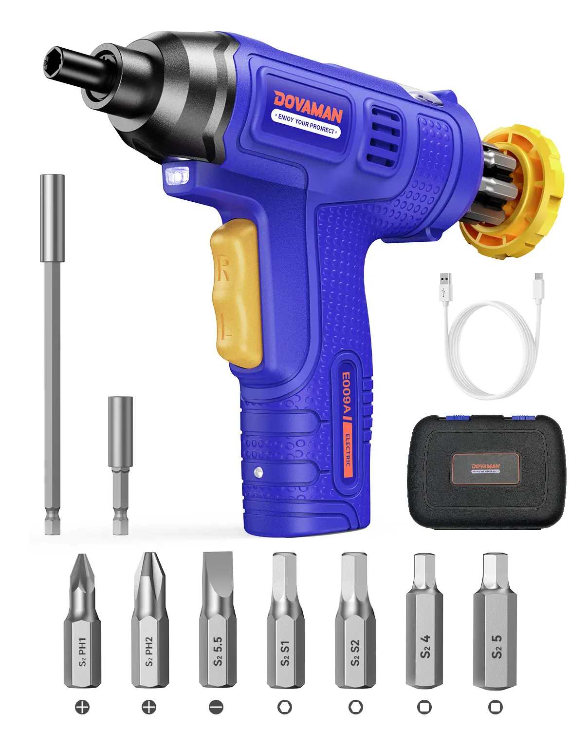 #summerfinds DOVAMAN 4V Electric Screwdriver, Built-In Bit Storage, Type-C Fast Charge, LED, 6NM Protable Cordless Screwdriver w/7 Bits ＆ Storage Box, Ideal for DIY Projects Tool,#Summervibes