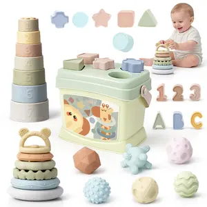 Joyreal Montessori Sensory Toys Set, 6Pcs Stacks of Circles Soft Teething Toys, 6Pcs Stacking Cups Toys,  6 Pcs Sensory Balls, Sensory Exploration Toys Gift for Toddler, #SummerVibes outdoorfun summervibes