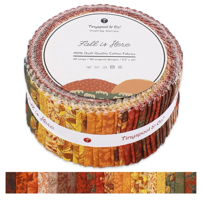 Tinyspool & Co.'s Twirlie Roll 40 Precut Quilting Fabric Strips for Quilting Supplies, Crafting, and Sewing, Soft Cotton Strip for Blanket, Rug, Upholstery, Home Decor, and quilting project.