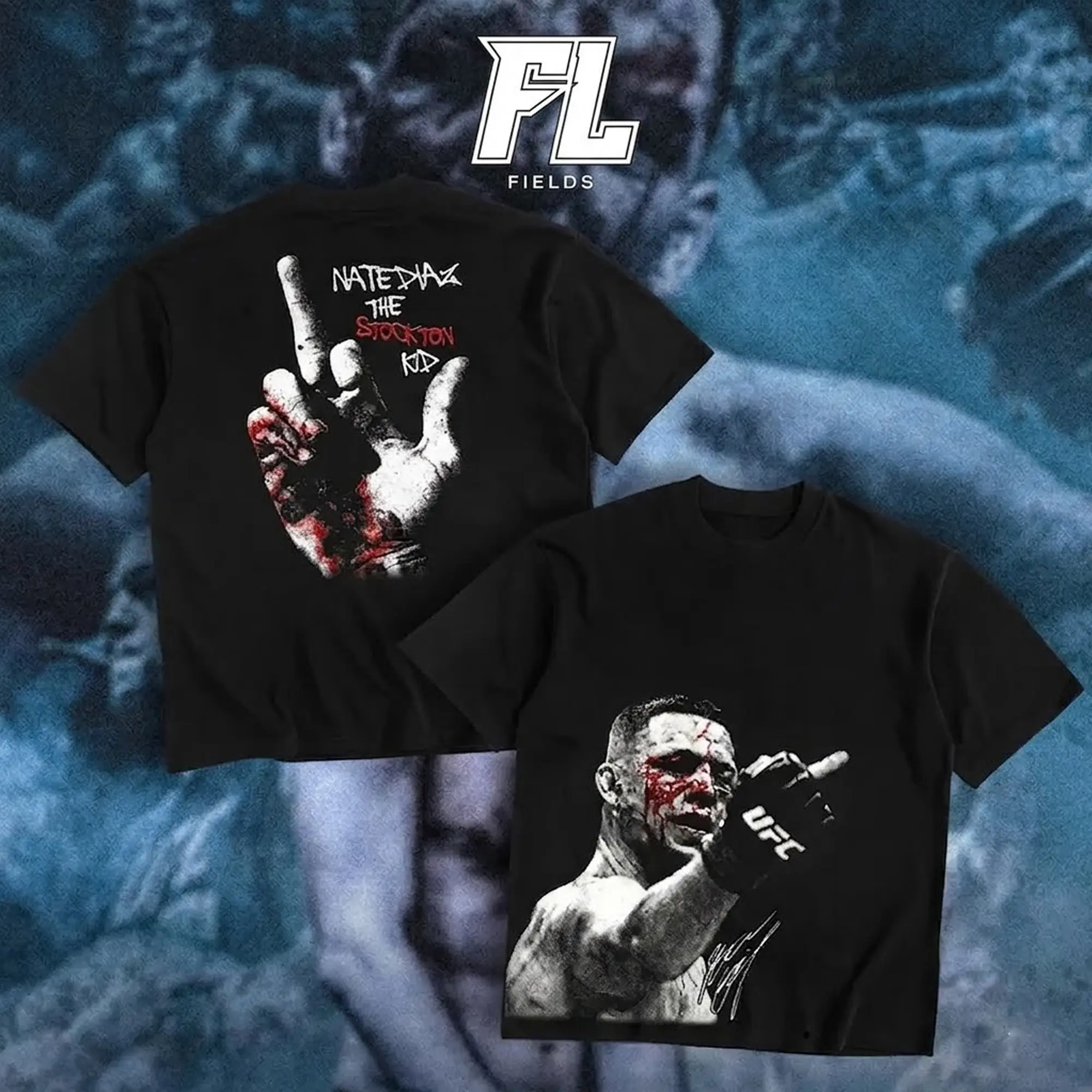FIELDS Nate Diaz The Stockton Kid Heavy Cotton UFC T-shirt MMA Fight Night Shirt Fan Apparel Classic Pump Cover Oversized Gift For Fans DTG Printed Crewneck Fabric
