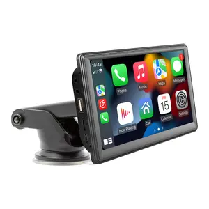 7 Inch Portable Car Video Player, support Carplay & Android Auto, IPS touchscreen, With AUX line, support wireless stereo sound control, bluetooth compatibility, Optional rear view camera, support TF card/USB/Siri/Google/MirrorLink/FM
