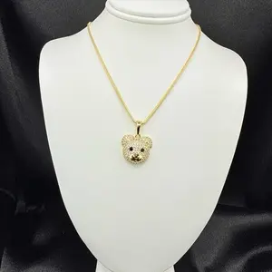 COD2018  Bear pendant with round snake chain 45 inch long