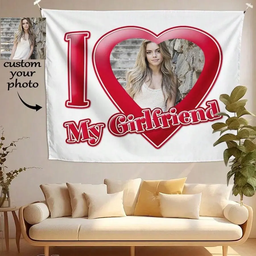 Custom Personalized Photo & Text Tapestry, Aesthetic Wall Art & Custom Flags for Birthday, Wedding, Christmas & Home Decor
