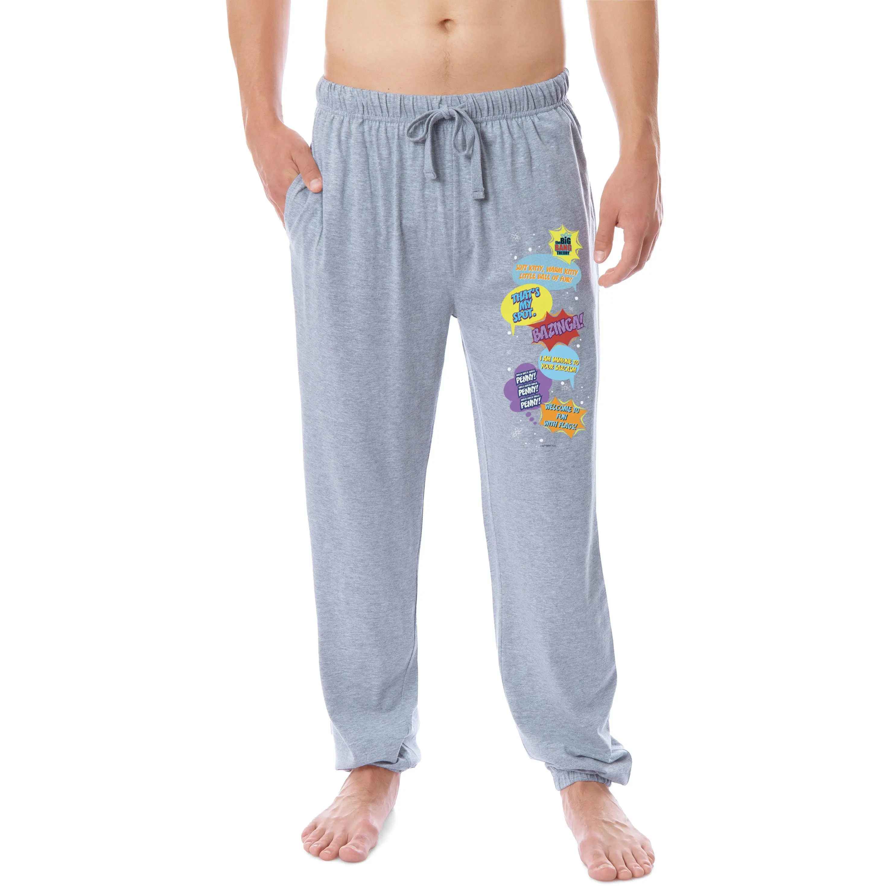 The Big Bang Theory Mens' Bazinga! Comic Sayings Sleep Jogger Pajama Pants