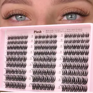 162 Pcs D Curl Spider Lash Set, Natural Wispy Cluster False Eyelashes, DIY Lash Extension Kit, Mixed Length, 0.05mm Thickness, Lightweight