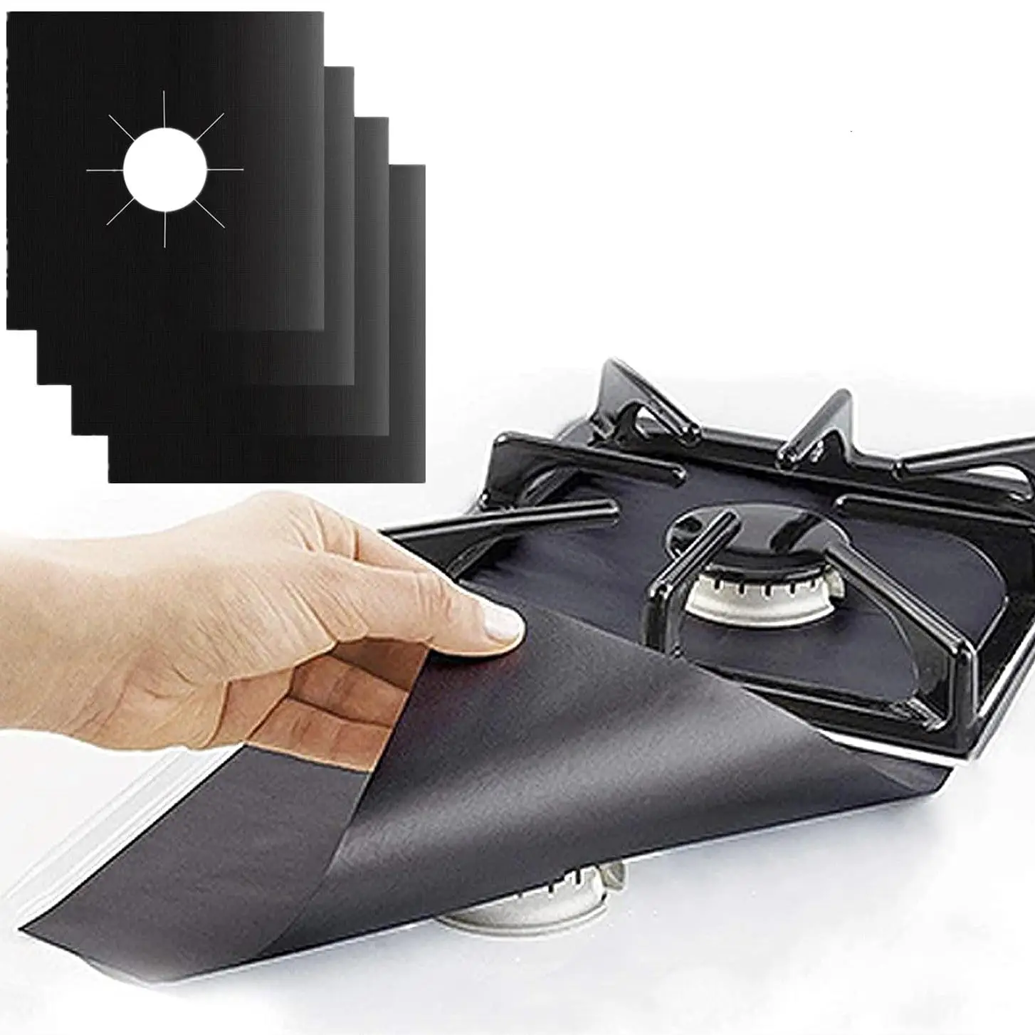 Stove Covers, 4 Counts Gas Stove Burner Cover, Anti-stick & Oil-proof Stove Pad, Reusable Non-stick Washable Stove Covers, Stove Protect Sheet, Kitche