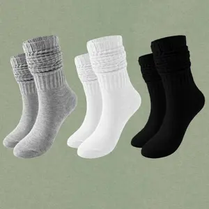 3 Pairs Fashionable Stacked Socks for Women Men  Casual Solid Color Comfortable Scrunchy Tube Boot Socks Warm Bubble Socks Suitable for all seasons