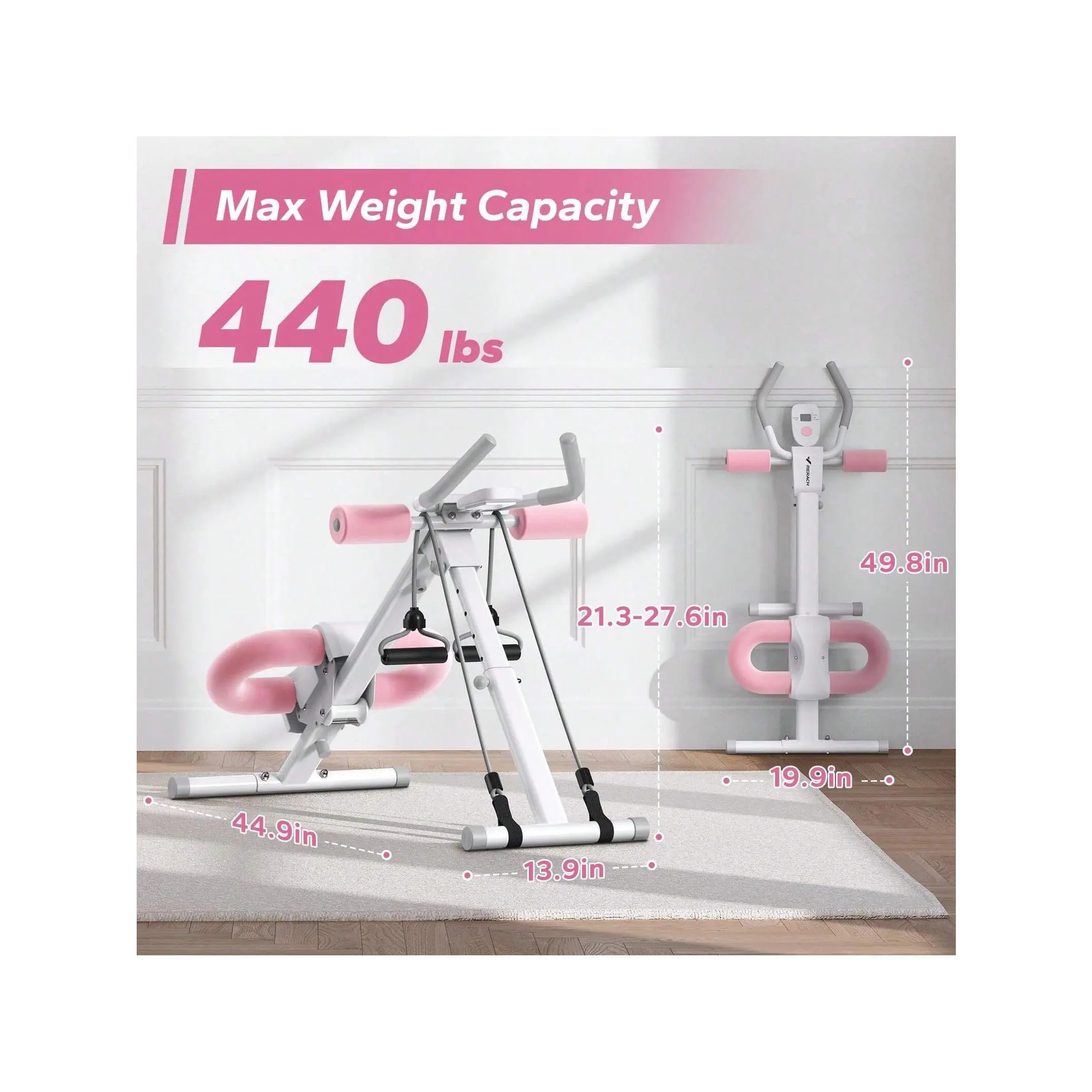 MERACH MERACH Ab Machine, Adjustable Ab Trainer For Core Workout At Home, Foldable, Knee Support, Abdominal Exercise Machine For Home, Core Training System
