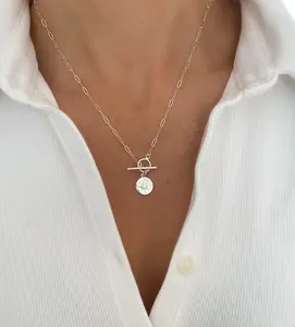 Sterling silver Compass Necklace, paperclip chain necklace with toggle closure, silver necklace, dainty necklace, Graduation Gift, gift