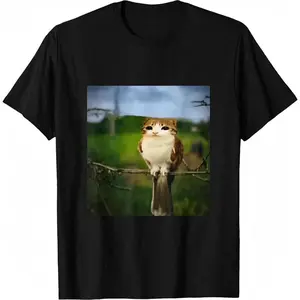 100% Cotton Unisex Funny Cat Owl Meme Funny Meowl Meme brainrot gen z Memes T-Shirt