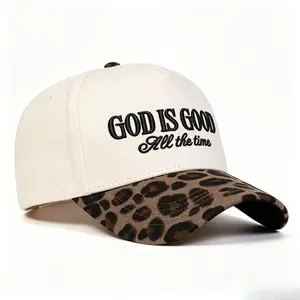 Embroidered baseball cap, washed duckbill cap, hip-hop cap, baseball cap with embroidered letters, leopard print
