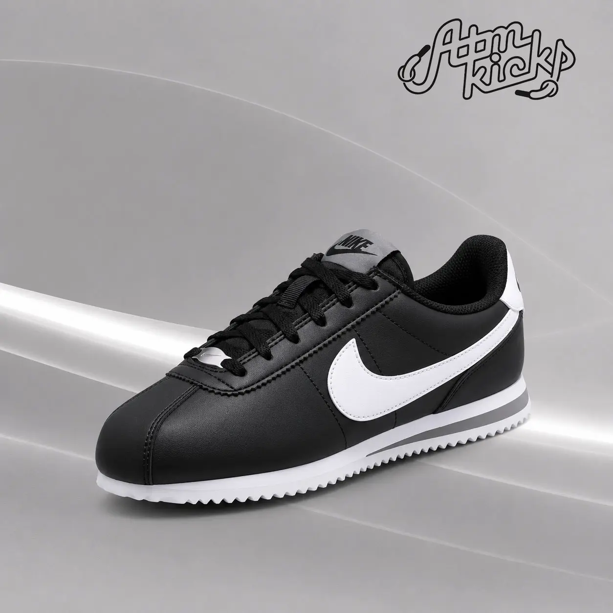Nike Cortez Black Cool Grey White (GS) DM0950-001 Youth Authentic Shoes Footwear Sneaker Trainer Comfortable Walking Fashion Trending Gift