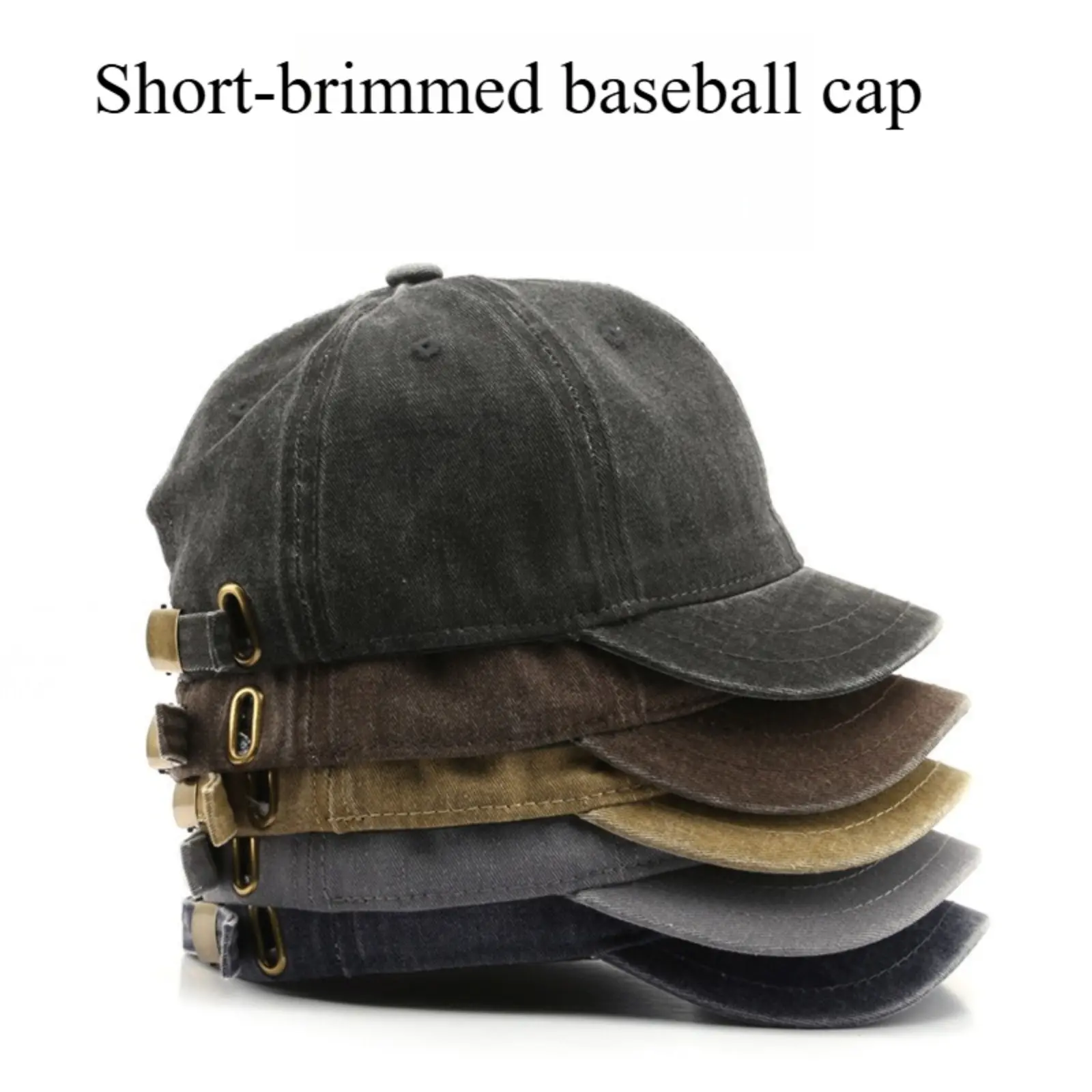 Classic Fitted Baseball Cap - Vintage Washed-Distressed Solid Color Short-Brimmed Soft-Top Duckbill Flat Bill Men's Hat, Black Cap, Coffee-Colored Sports Outdoor Streetwear Accessory, Classic Baseball Cap