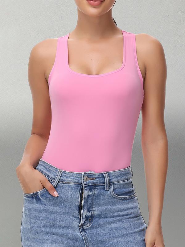 Women's Backless Bodysuit,Sleeveless Spandex Design Cute Solid Color - Soft Stretch for Workout/Beach/Yoga