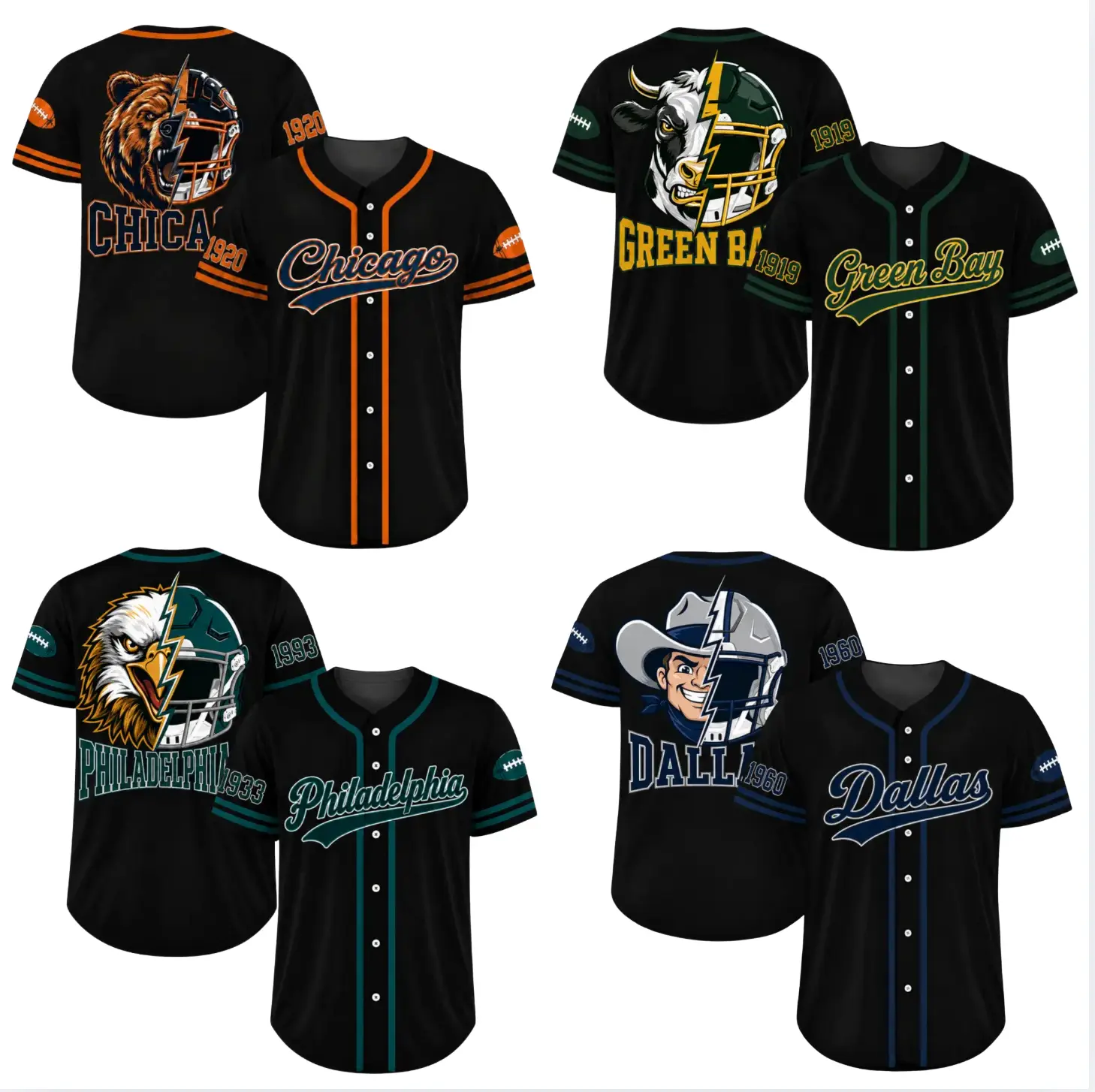 [Custom any Request] All Team Football Unisex Baseball Jersey Shirt, Football Game Day Shirt, Gift Shirt for Football Fans, Game Day Outfit, Casual Menswear