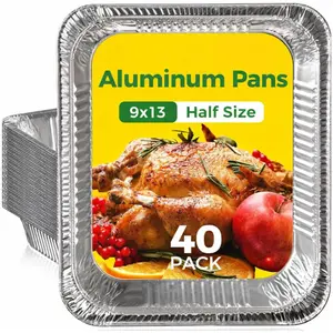 40-Pack Extra Heavy-Duty Half-Size Disposable Aluminum Foil Bakeware Pans, 9x13 Deep Pan for Cooking, Roasting