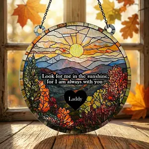 Memorial Stained Acrylic Suncatcher, Custom Name, Lightcatcher Loss Of Dad, Window Decor Gift for Dad, Gif for Mother's, Memorial Suncatcher