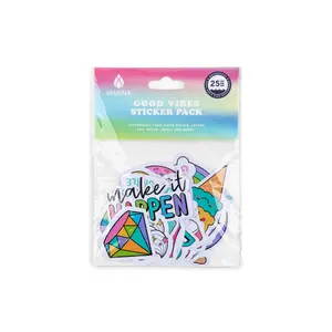 "Good Vibes" Hydration Adhesive Die-Cut Stickers Pack - Colorful Paper Sentiment Stickers for DIY Scrapbooking, Stamping Projects, Colorful Paper Stickers