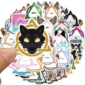 Cute Therian Sticker, 50pcs/set Colorful Animal Symbol Cartoon Decal, Decorative Sticker for Water Bottle Laptop Luggage