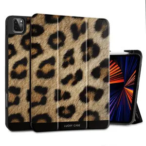 For iPad Protective Case Original Simple Design Artificial Leather, High-Quality Thick Tpu Soft Cover for Air Pro 9.7-13 Inches, Leopard Pattern