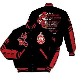 Delta Sigma Theta Varsity Jacket, Phenomenal Delta Girl 1913 Sorority Letterman, DST Greek Life Member Apparel, Unique Crimson Cream Crossing Gift