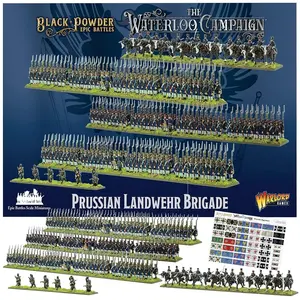 Wargames Delivered - Prussian Landwehr Brigade Miniatures for Epic Waterloo Battles - Plastic Model Kit 12.5mm