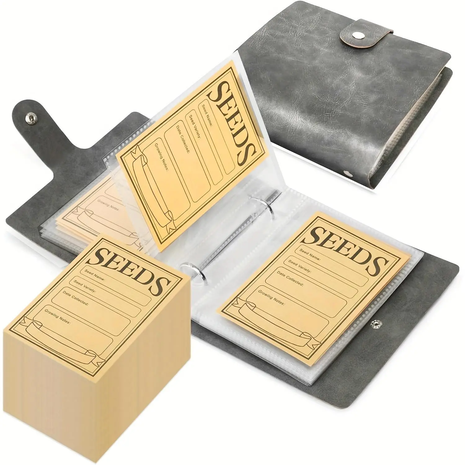 Garden Seed Storage Organizer Set, Seed Organization, Includes 50 Self-Seal Seed Envelopes, Seed Packet Organizer, Seed Preservation Binder, Durable Storage Organizer
