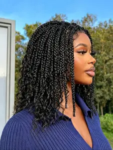 Bohemian Braided Wig, Stunning African Braid Style, Handmade Lace Wavy Hairpiece, 200% Density, Perfect for Daily Wear