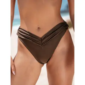 Dark Coffee Ruched Bikini Bottom
