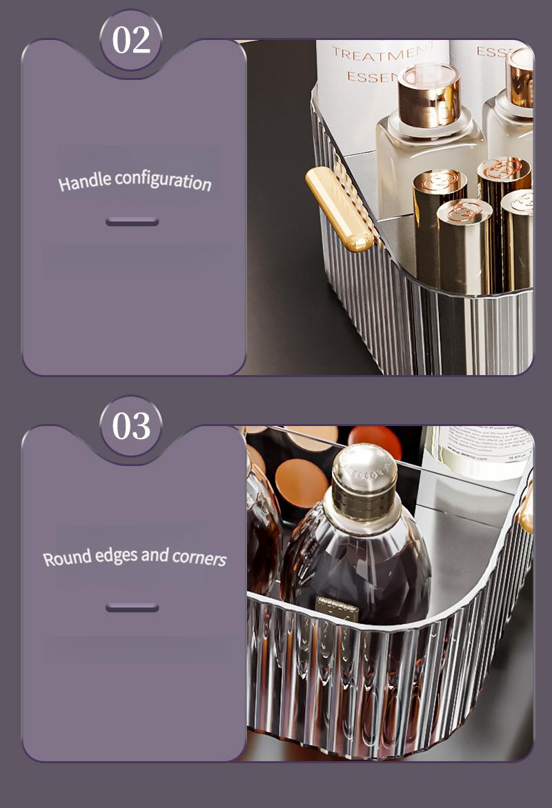 360° Rotating Makeup Organizer, Fits Tall Bottles Skincare Display Case for Vanity, Luxury Cosmetic Storage Box for Brushes & Perfumes