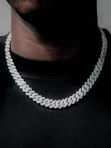 14mm Alloy Cuban Chain Full Diamond Solid Necklace, Cuban Link Necklace, Elegant Rhinestone Necklace, Trendy Daily Hand Bracelet, Unique Fashion Jewelry for Women and Men