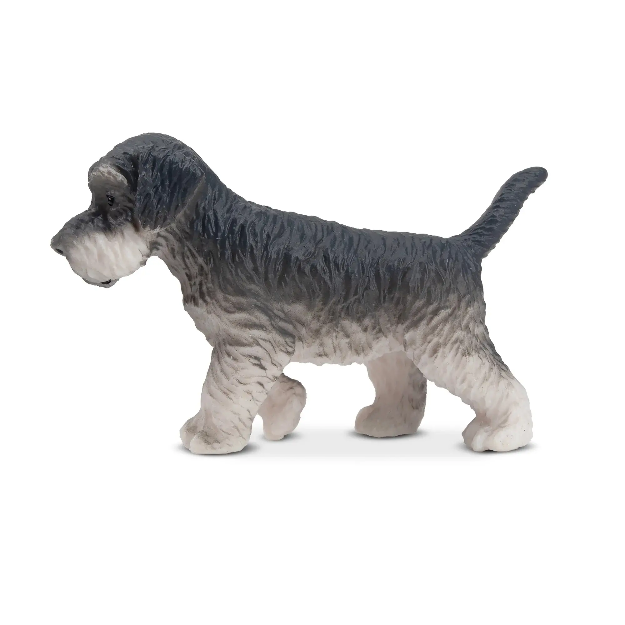 TOYMANY High-Quality Durable PVC Solid Plastic Realistic Hand-Painted Gray Schnauzer Puppy Figurine Statue - Standing Animal Model, Montessori Sensory Play Toy, Collectible Gift for Enthusiasts (Age 3+)