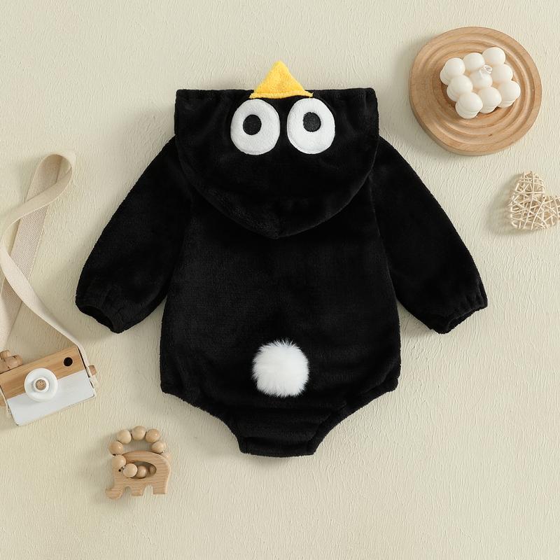 Baby Costume Romper with Stockings 2 Pcs Set Cute Zip Up Hooded Cow/Penguin/Monster Costume for Fall & Halloween
