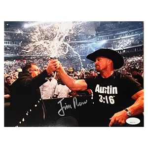 Jim Ross Signed 8x10 WWE Photo With Stone Cold Steve Austin JSA